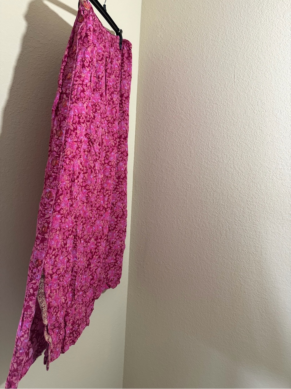 April Cornell Size Large Pink Floral Embroidered Max Skirt Cottagecore Prairie